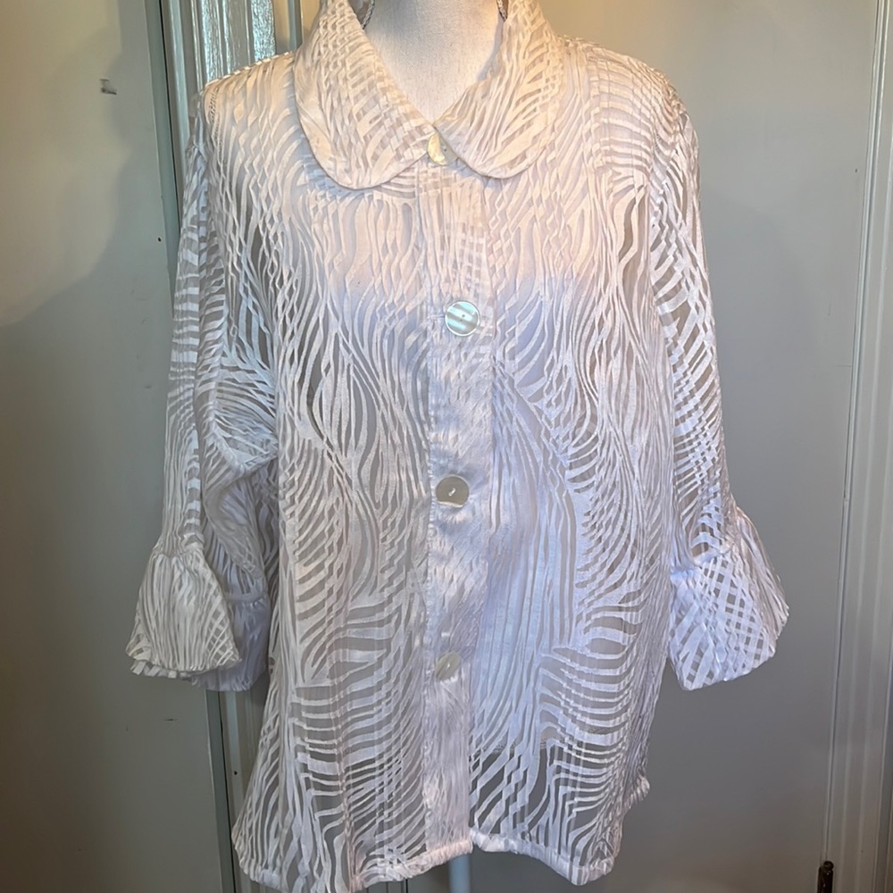 NWT Citi Knits Sheer Button Down